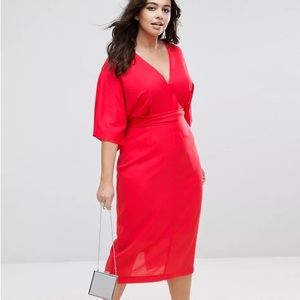 ASOS CURVE kimono plunge midi dress